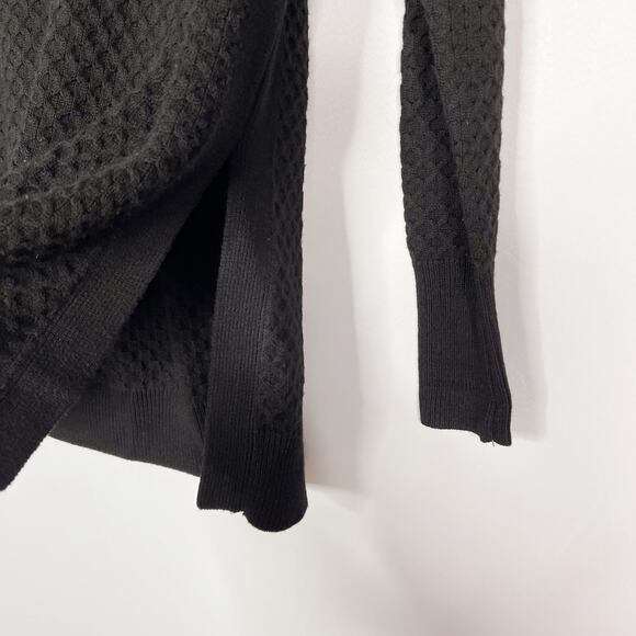 Athleta Small S Black Merino Wool Honeycomb Sweater Tunic Side Split Round Neck - Picture 8 of 12